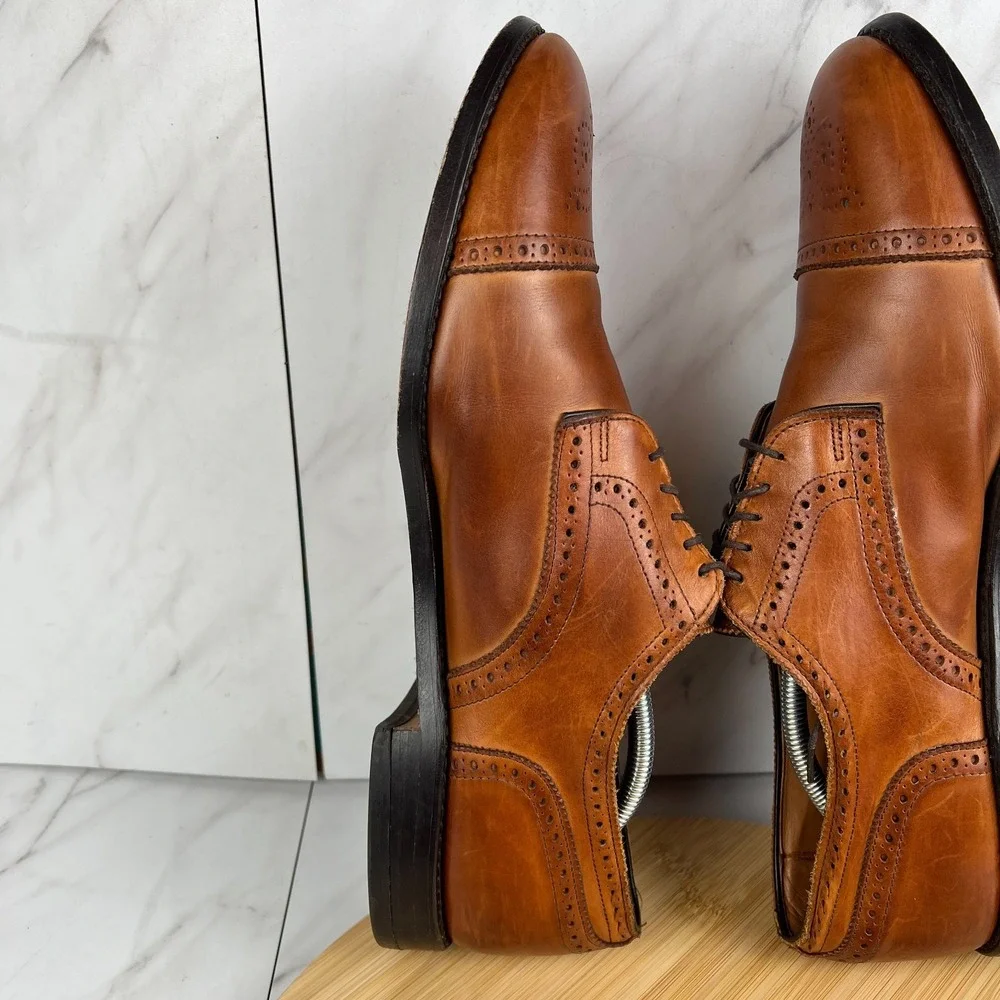 Allen Edmonds Sanford Mens Size 13 C Brown Leather Wingtip Derby Dress Shoe 3918